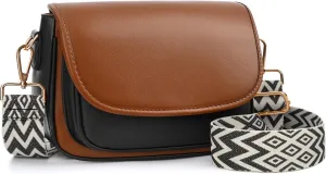 Small Crossbody Bags for Women Trendy Flap Saddle Purses Vegan Leather Shoulder Bags with Guitar Strap