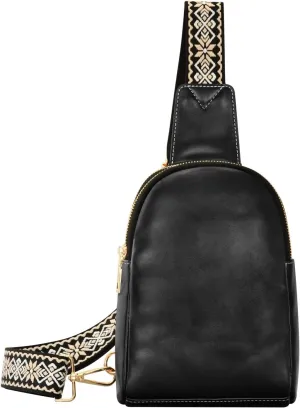 Small Sling Bag for Women Black Crossbody Fanny Packs for Travel, Casual 20810