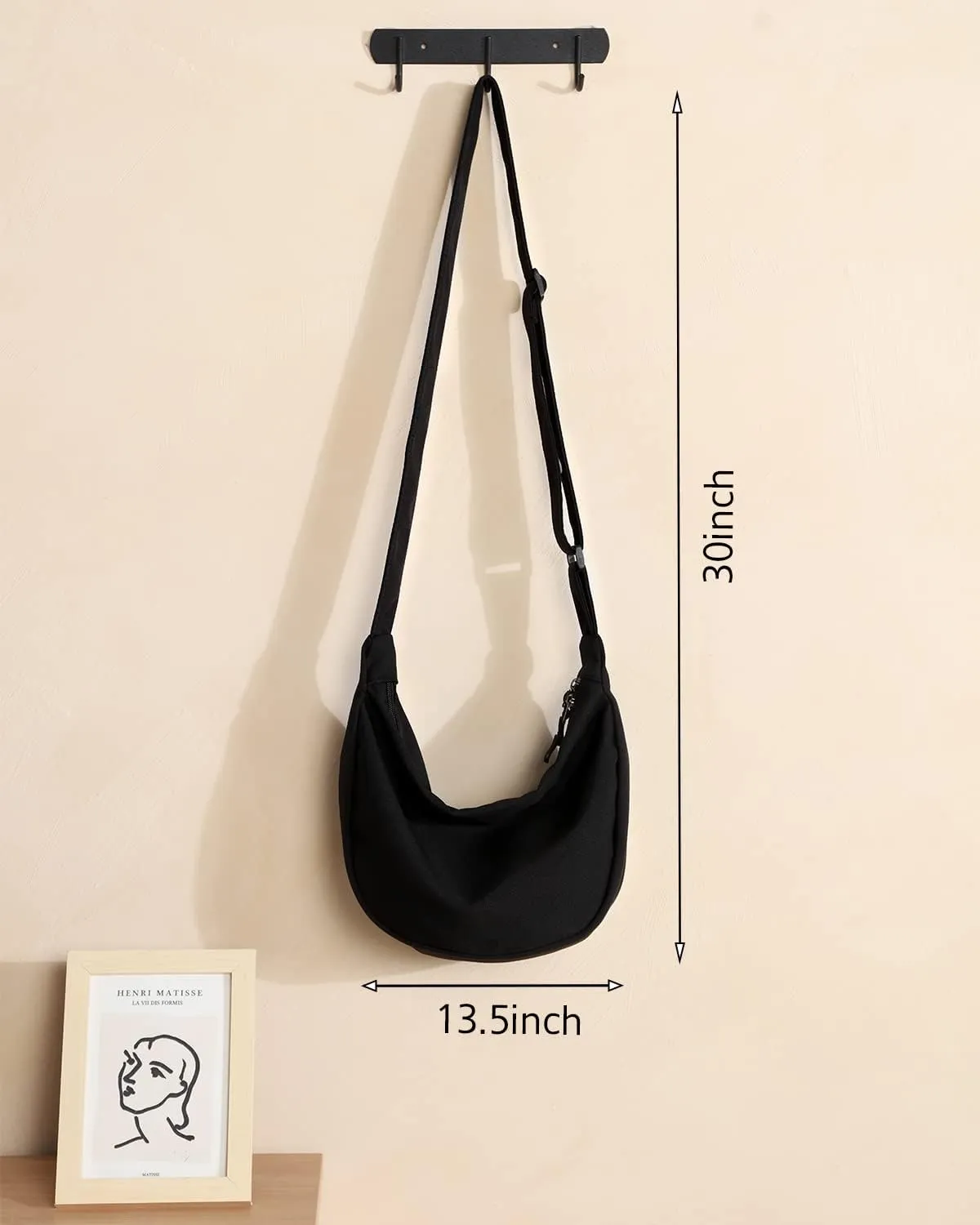 Small Sling Crossbody Bag for Women Men Trendy, Mini Crescent Bag with Adjustable Strap, 2 Zippers Lightweight Nylon Bag