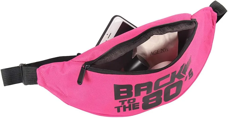 Smile Fish Neon Retro 80s Fanny Pack Waist Bag Festival Theme Party Vintage 80s Party Women/Men Hot Pink