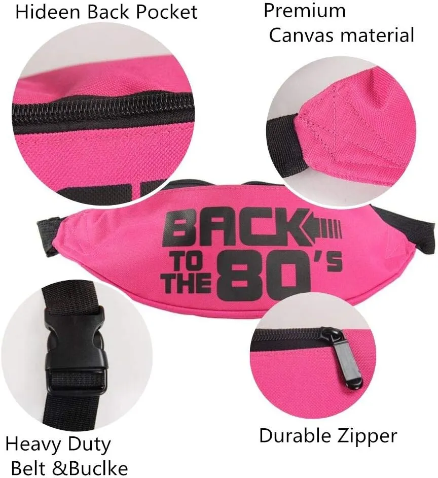Smile Fish Neon Retro 80s Fanny Pack Waist Bag Festival Theme Party Vintage 80s Party Women/Men Hot Pink