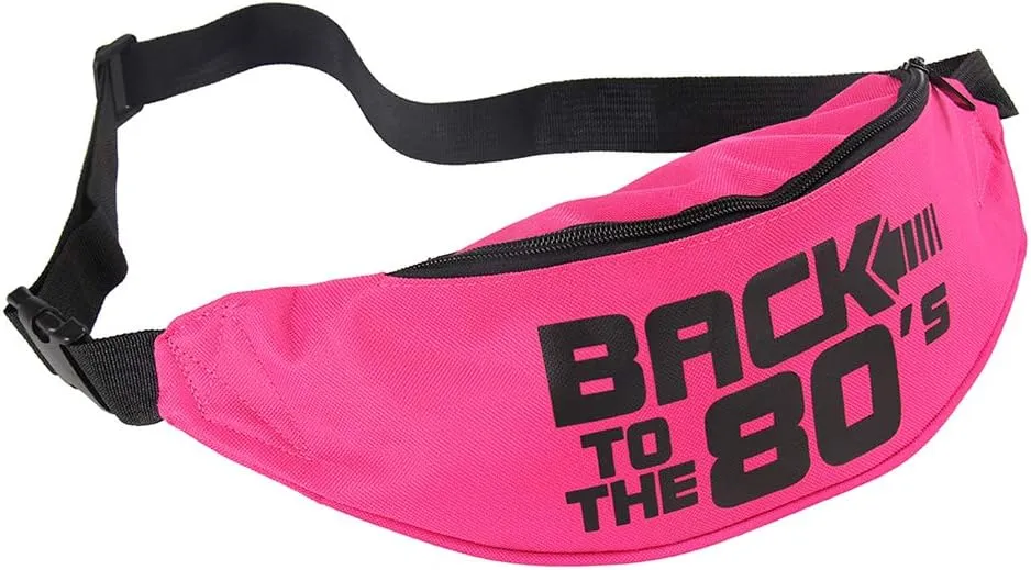 Smile Fish Neon Retro 80s Fanny Pack Waist Bag Festival Theme Party Vintage 80s Party Women/Men Hot Pink