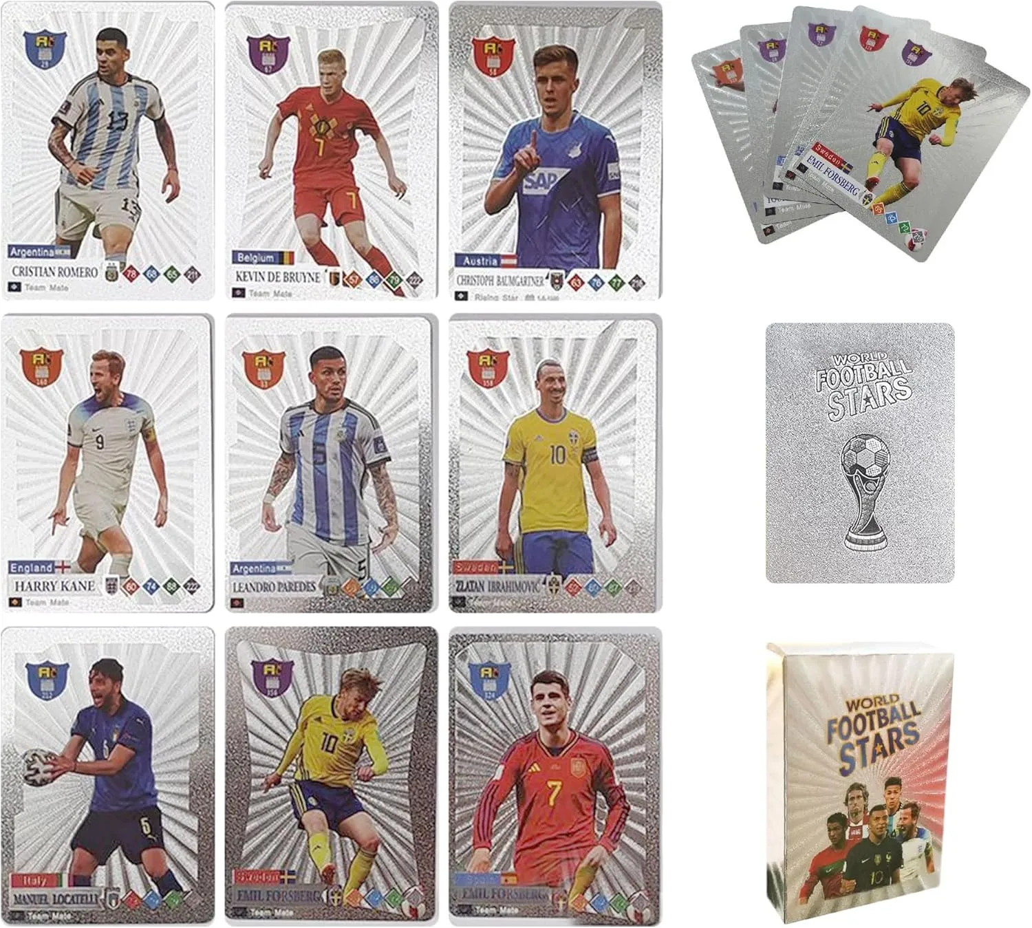 Soccer Trading Cards 2024–2025 – White (55/Pack) Featuring HD Waterproof Printing of Top Star Soccer Players – Football Card Set for Fans, Friends & Collectors – Not Original