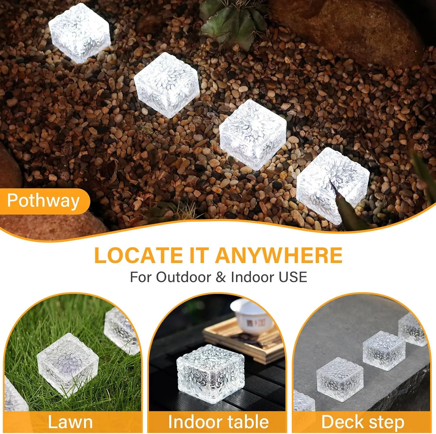 Solar Brick Lights - Outdoor Waterproof Patio & Garden Decor (6 Packs for Patio, Yard, Walkway, Pathway)