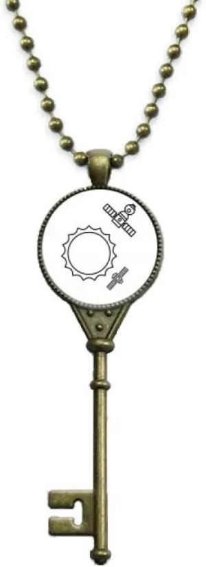 Solar Exploration Satellite Around Key Necklace Pendant Tray Embellished Chain