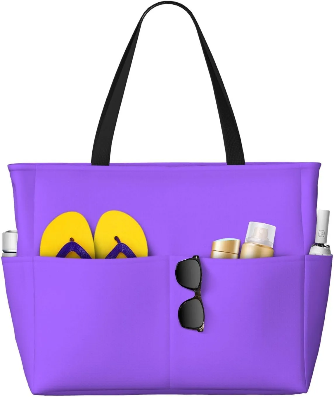Solid color light purple Print 28L Beach Tote Bag, Water-resistant Travel Tote, Lightweight Gym & Camping Carryall