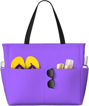 Solid color light purple Print 28L Beach Tote Bag, Water-resistant Travel Tote, Lightweight Gym & Camping Carryall