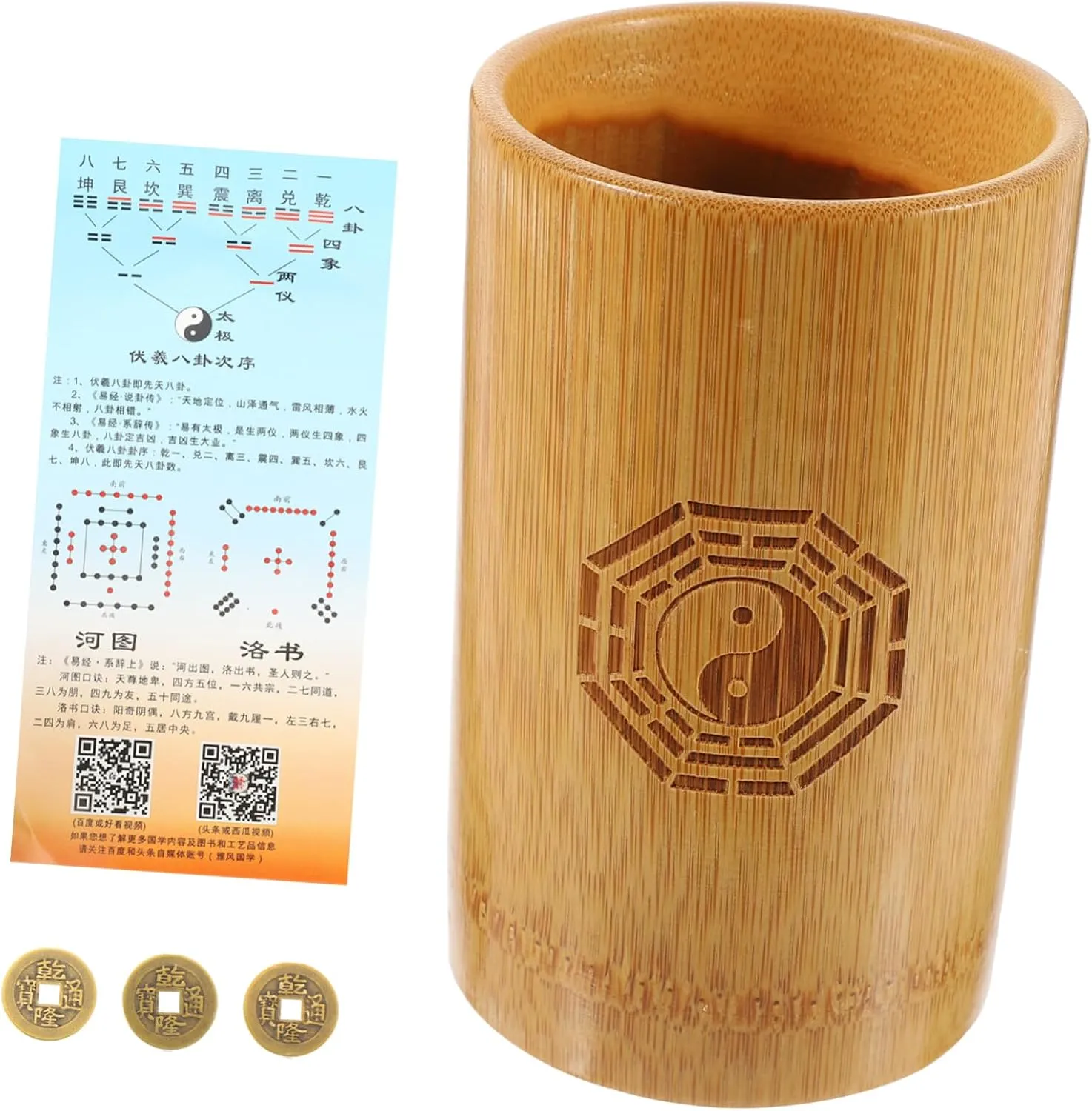 Sosoport 1Set Divination Pot with Coins Chinese for Divination Feng Shui and Home Decoration Unique Present for Friends and Family