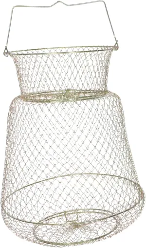 Sosoport Collapsible Wire Fish Basket Durable Fishing Net for Crab and Fish Foldable Bait Bucket Outdoor Fishing Gear Galvanized Design Sturdy Space Saving Efficient Mesh