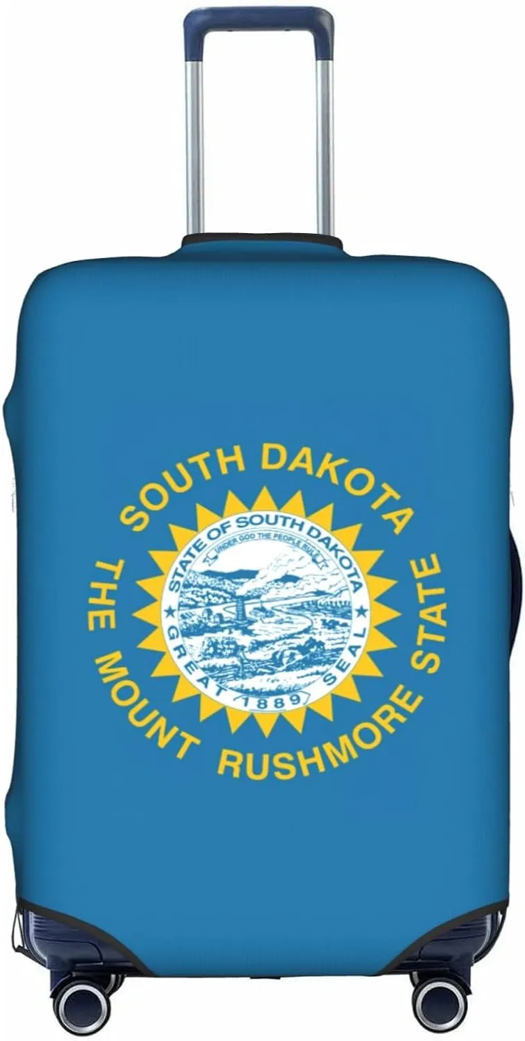 South Dakota Flag Print Luggage Cover For Suitcases, Elastic Travel Bag For Luggage, Stylish Design
