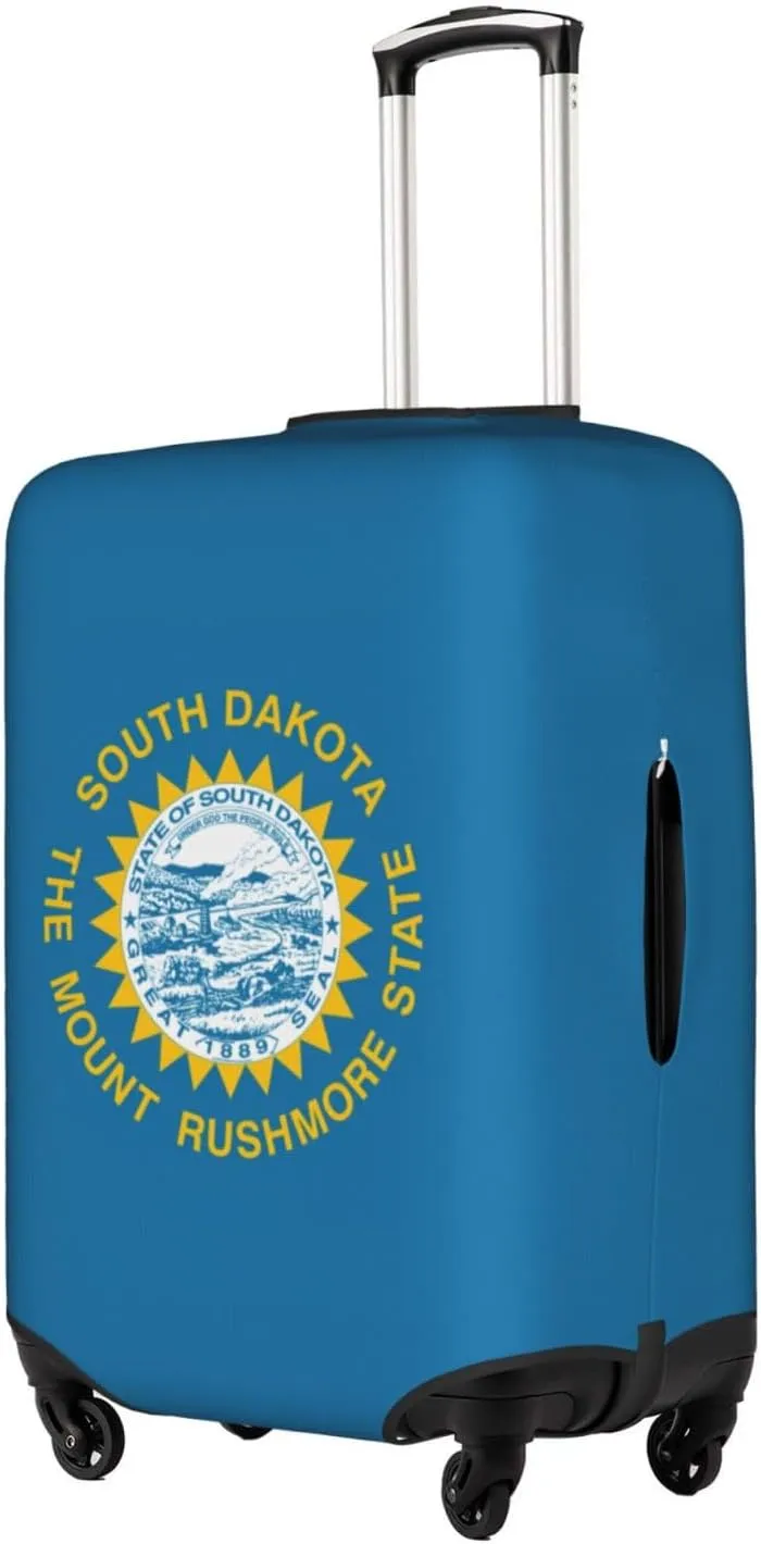South Dakota Flag Print Luggage Cover For Suitcases, Elastic Travel Bag For Luggage, Stylish Design