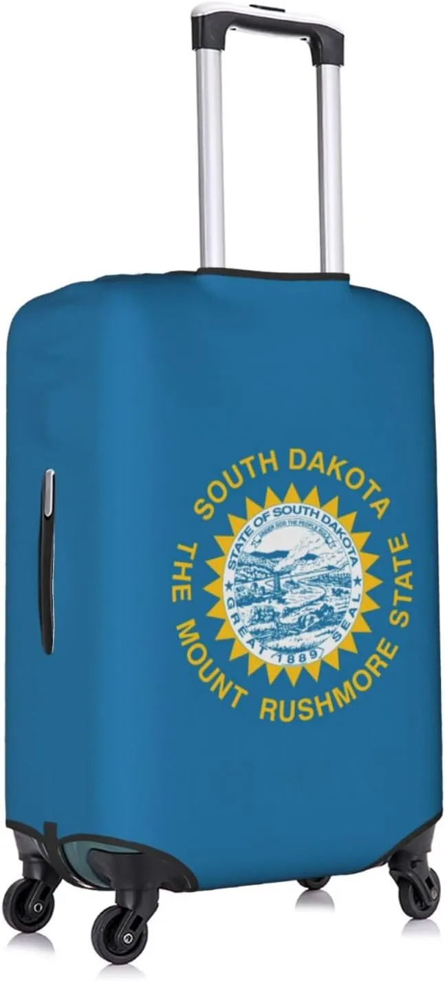South Dakota Flag Print Luggage Cover For Suitcases, Elastic Travel Bag For Luggage, Stylish Design