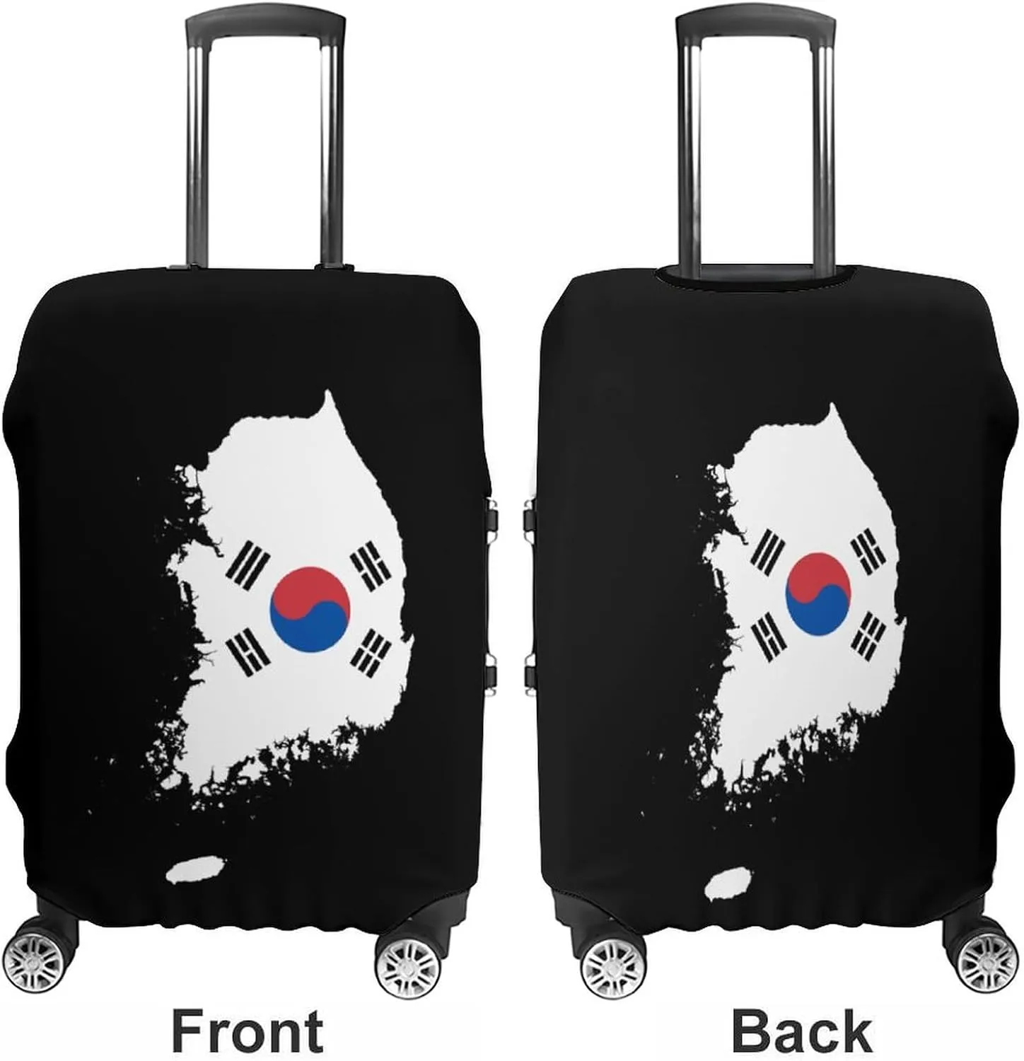 South Korea Flag Map Travel Luggage Cover Novelty Funny Washable Suitcase Protector Baggage Covers