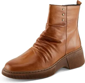 Spring Step Women's NAYANA Booties with Ruching Leather, Metal Rivets, and Removable Insoles