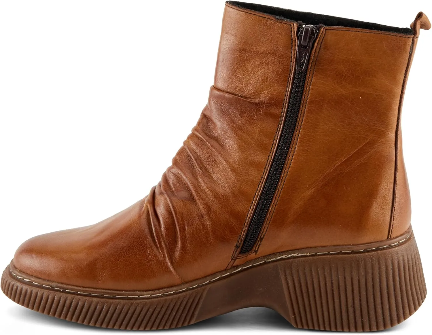 Spring Step Women's NAYANA Booties with Ruching Leather, Metal Rivets, and Removable Insoles
