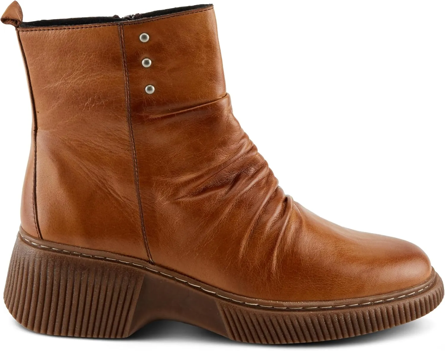Spring Step Women's NAYANA Booties with Ruching Leather, Metal Rivets, and Removable Insoles
