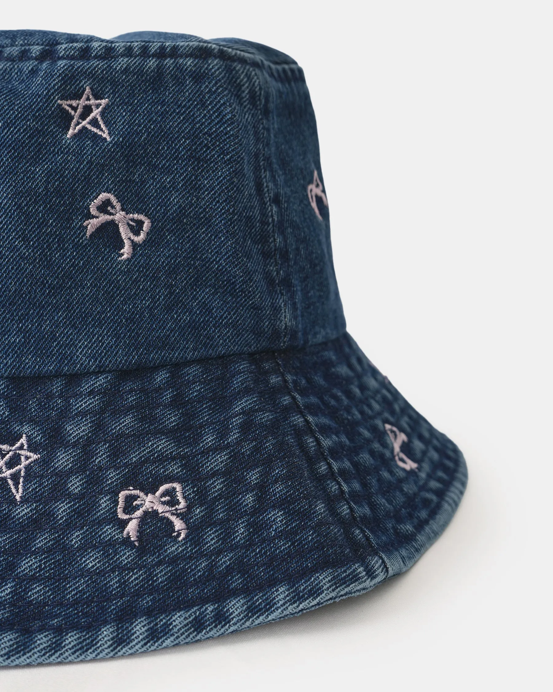 Star Bow Denim Bucket Hat