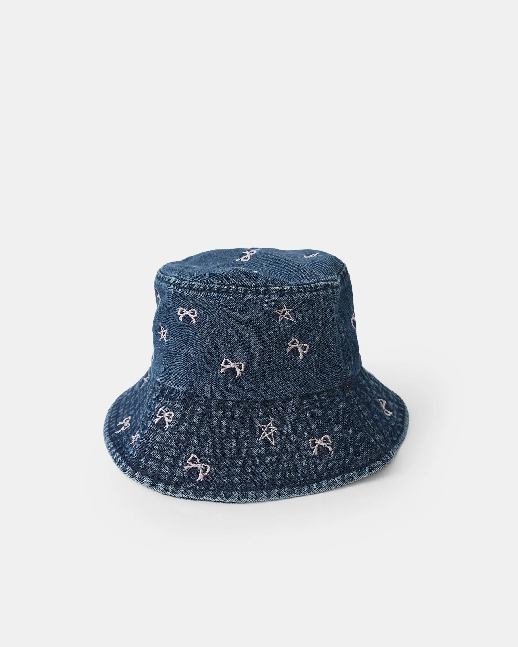 Star Bow Denim Bucket Hat