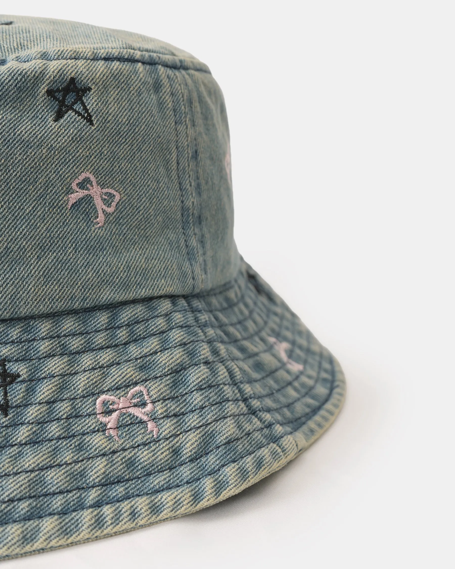 Star Bow Denim Bucket Hat