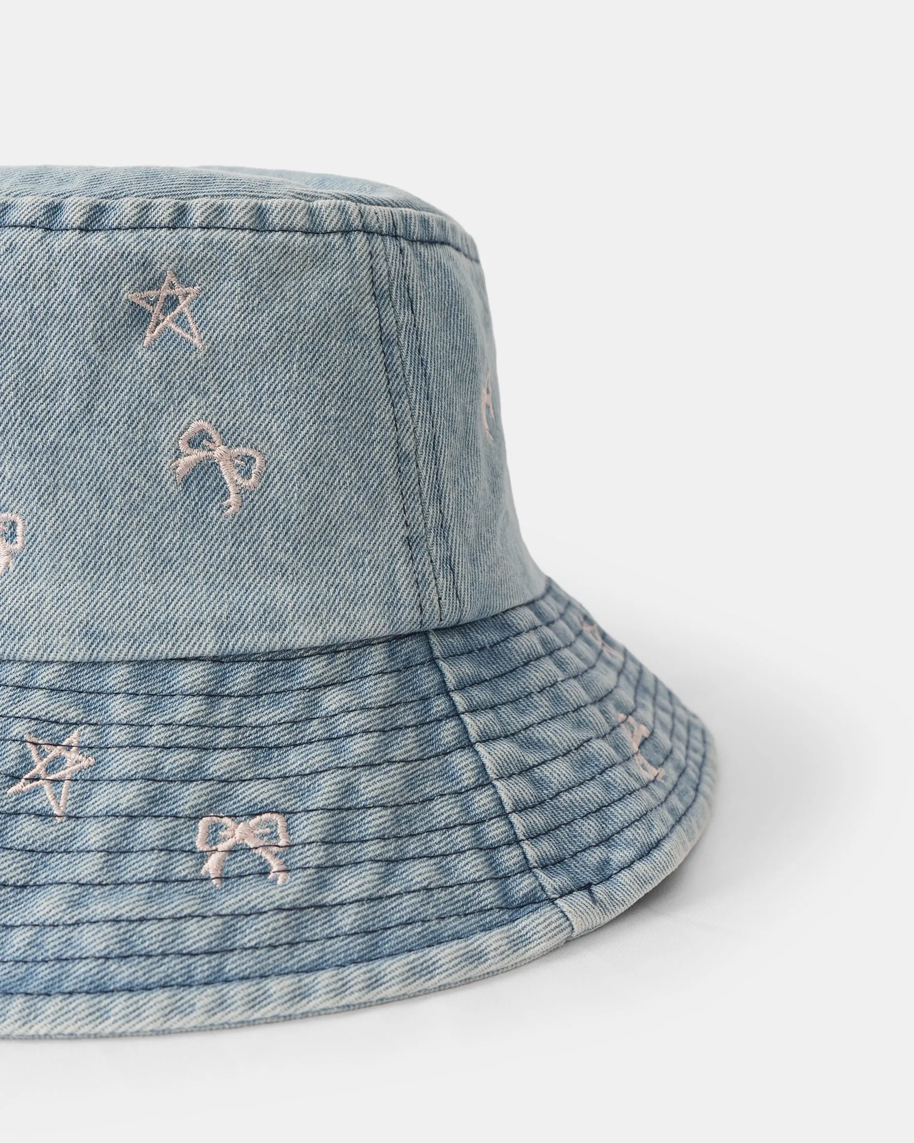 Star Bow Denim Bucket Hat