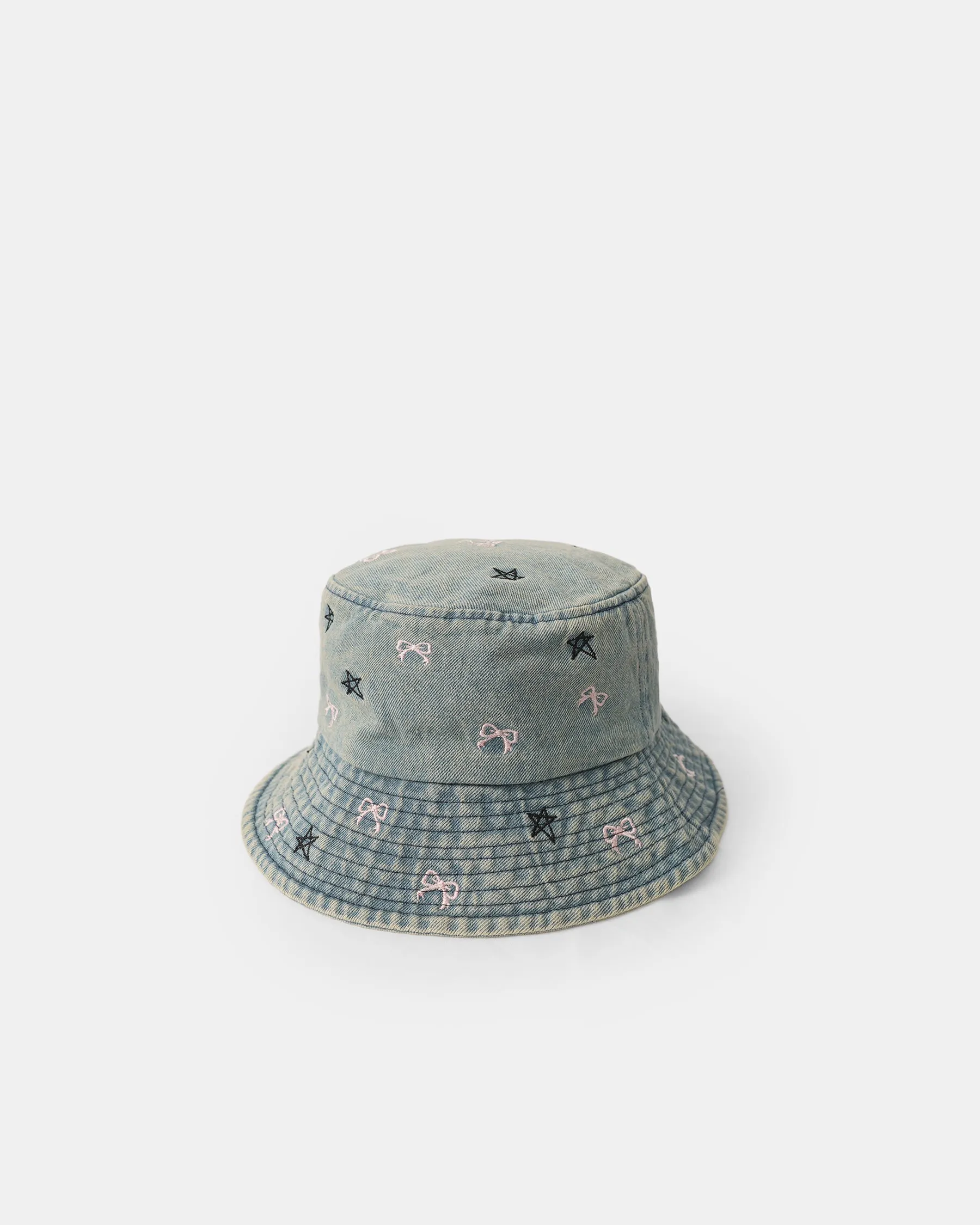 Star Bow Denim Bucket Hat