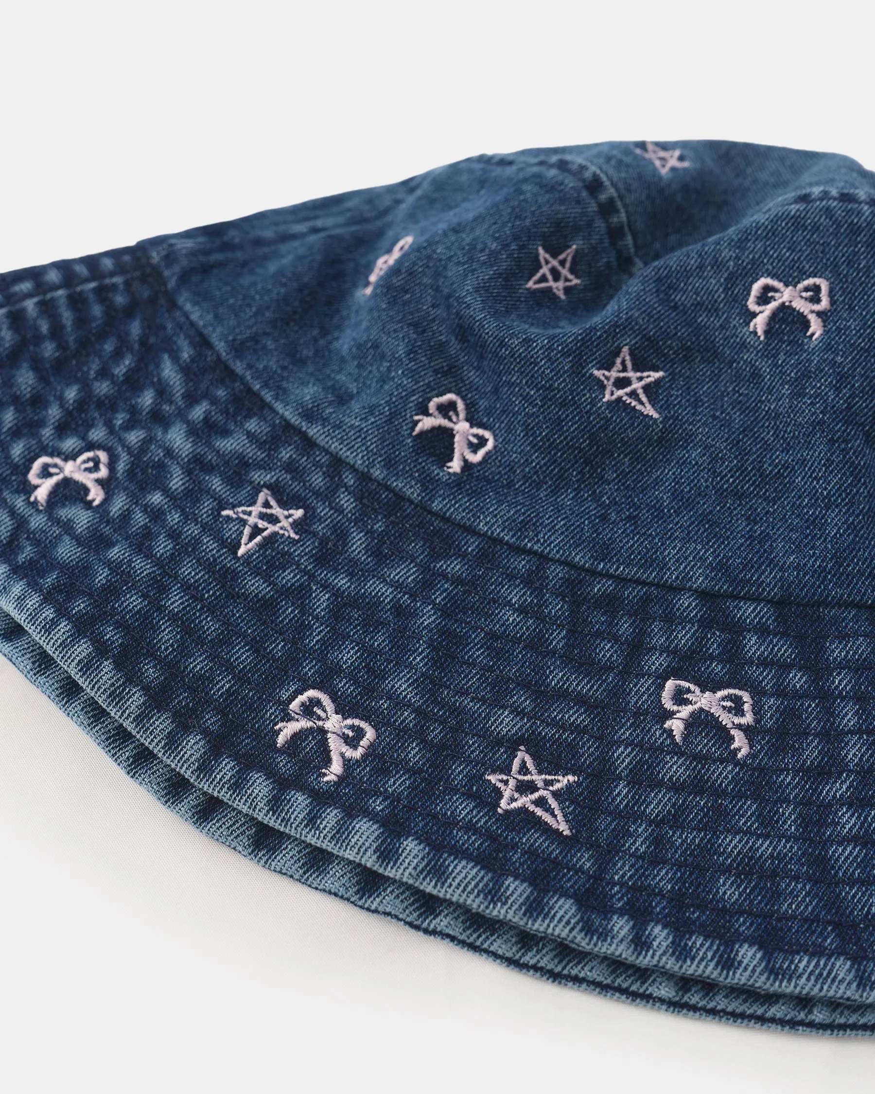 Star Bow Denim Bucket Hat
