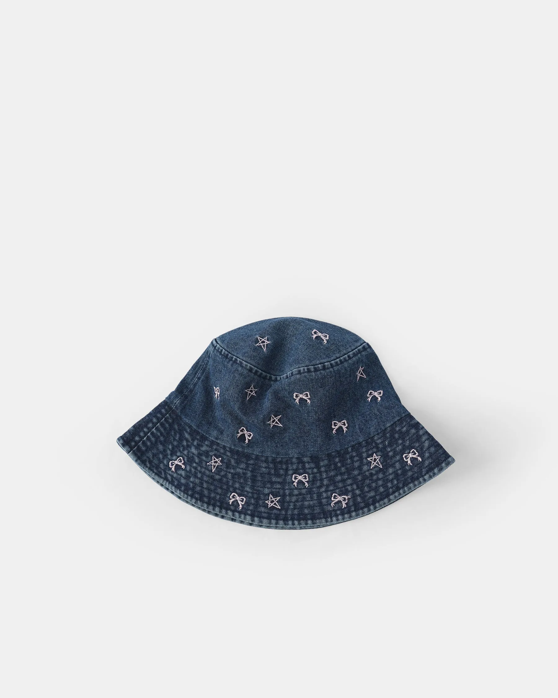 Star Bow Denim Bucket Hat