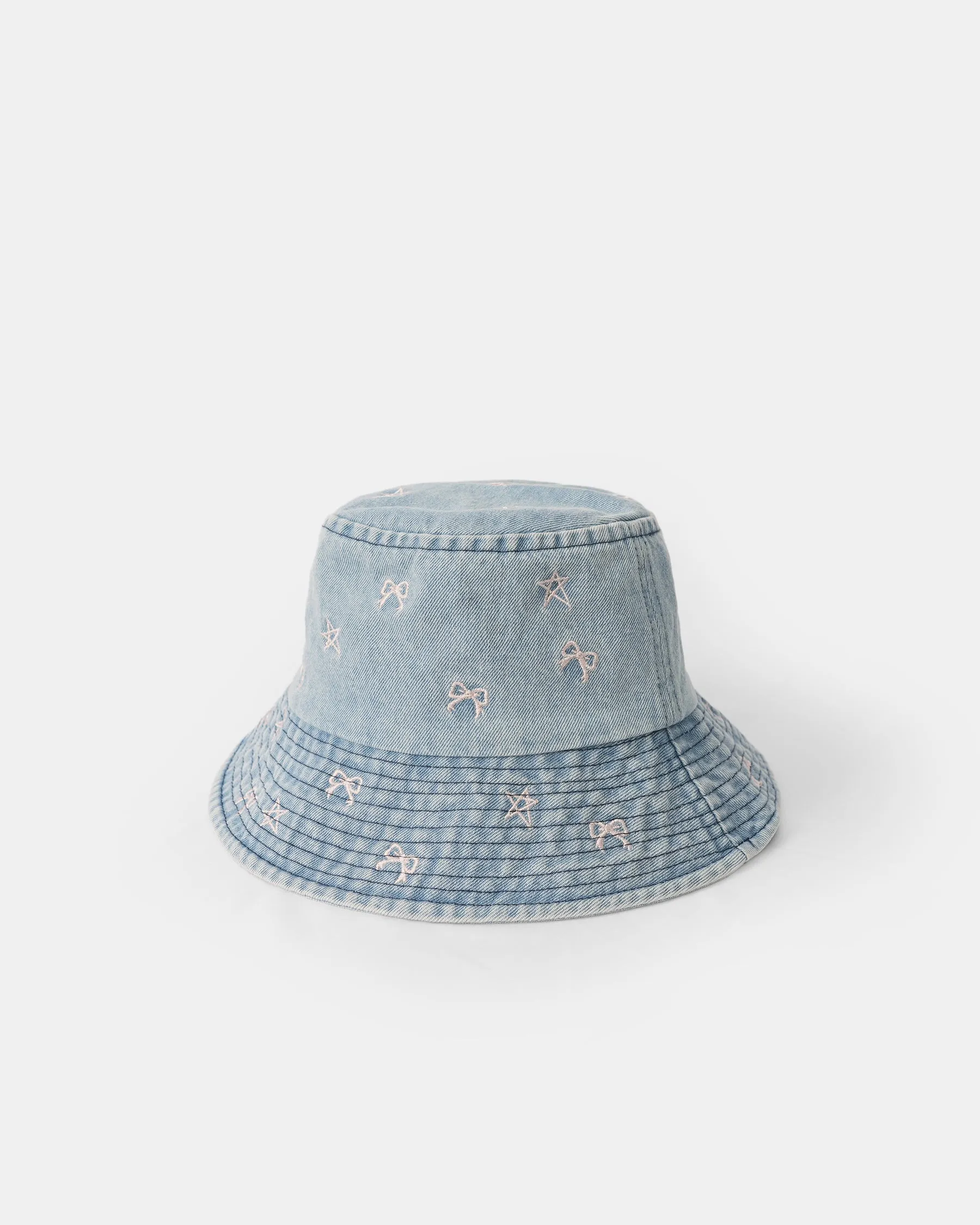 Star Bow Denim Bucket Hat