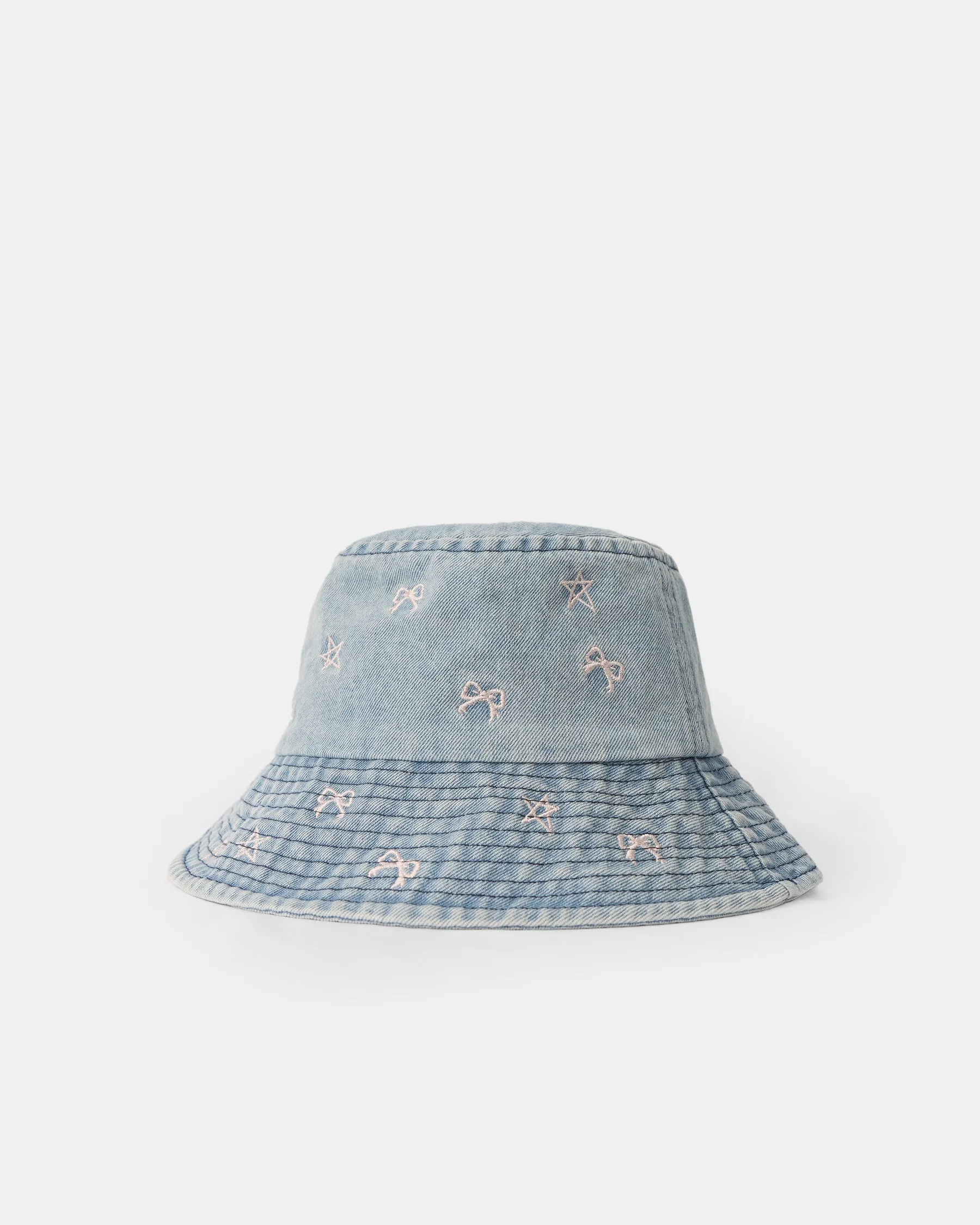Star Bow Denim Bucket Hat