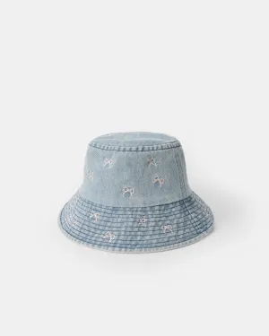 Star Bow Denim Bucket Hat