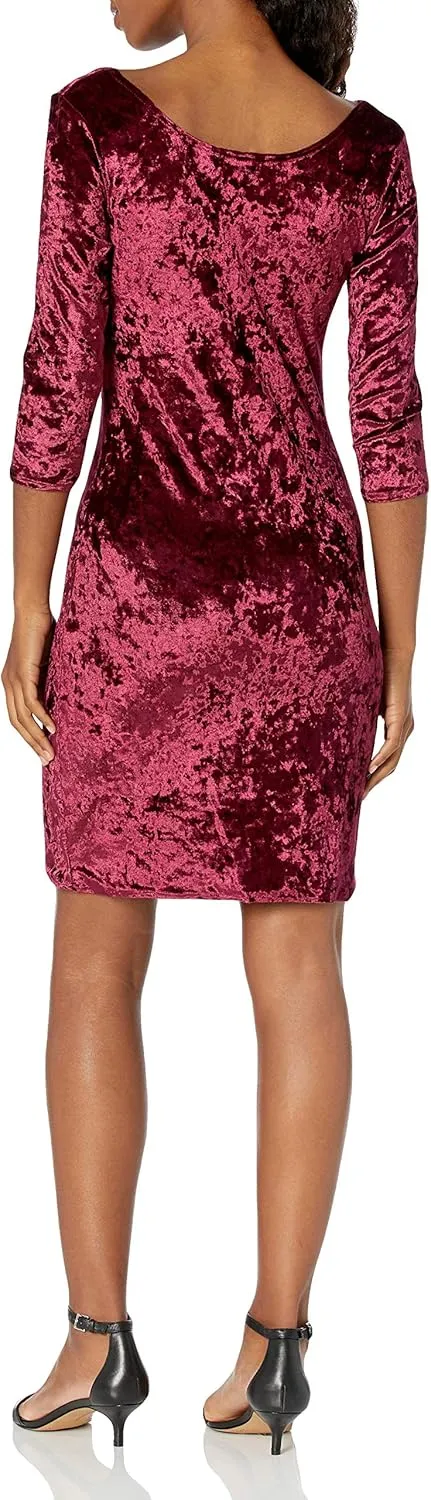 Star Vixen 3/4 SLV Pinch Vfrt Str Velvet Bodycon Dress