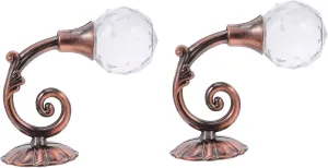 STOBAZA Set of 2 Retro Crystal Design Curtain Hooks Alloy Material Wall Tassel Hook for Coats Belts Handbags