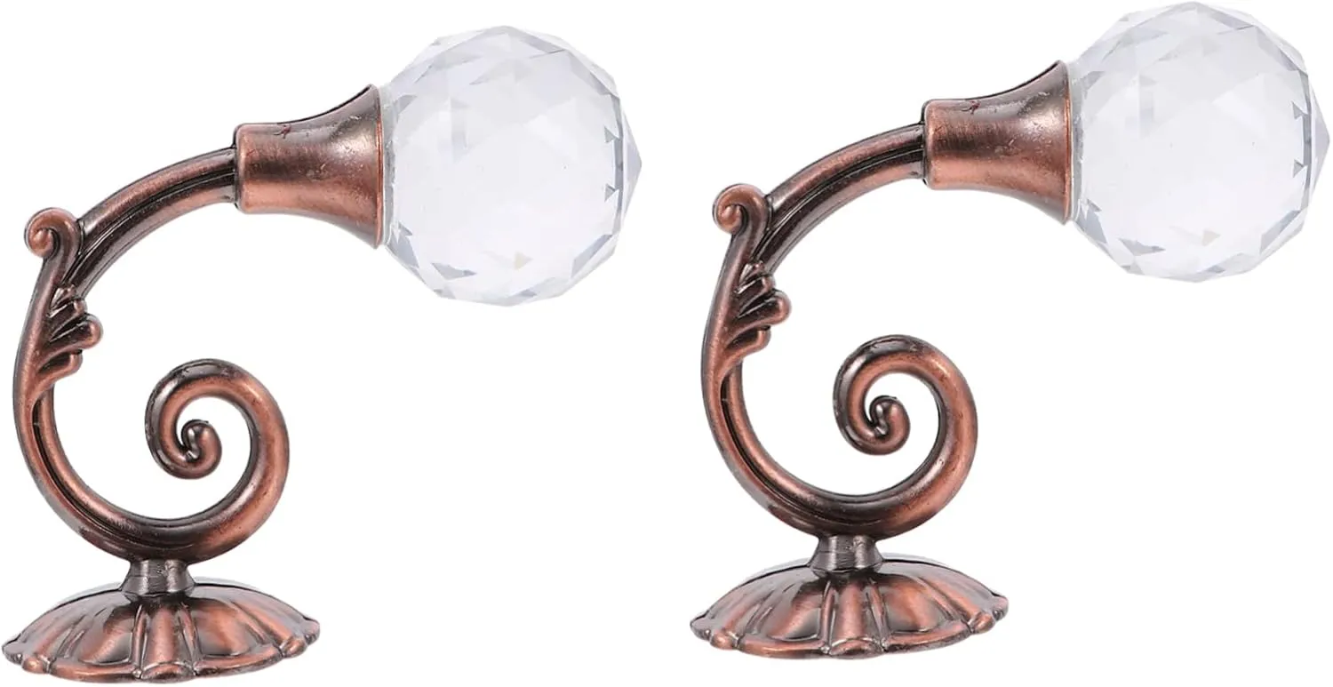 STOBAZA Set of 2 Retro Crystal Design Curtain Hooks Alloy Material Wall Tassel Hook for Coats Belts Handbags