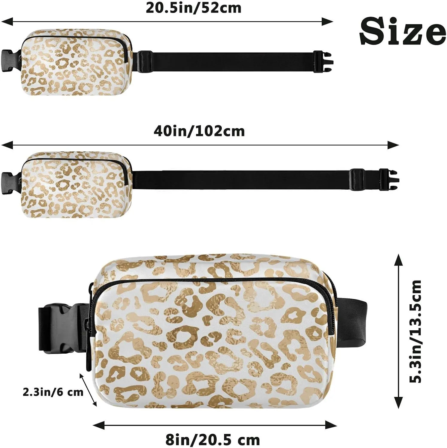 Strawberries Fanny Packs for Women Men Crossbody Bag Fashion Waist Packs Waterproof Sling Bag Belt Bag Waist Pouch with Adjustable Strap for Travel Hiking Running Cycling Bum Bag Shoulder, Golden