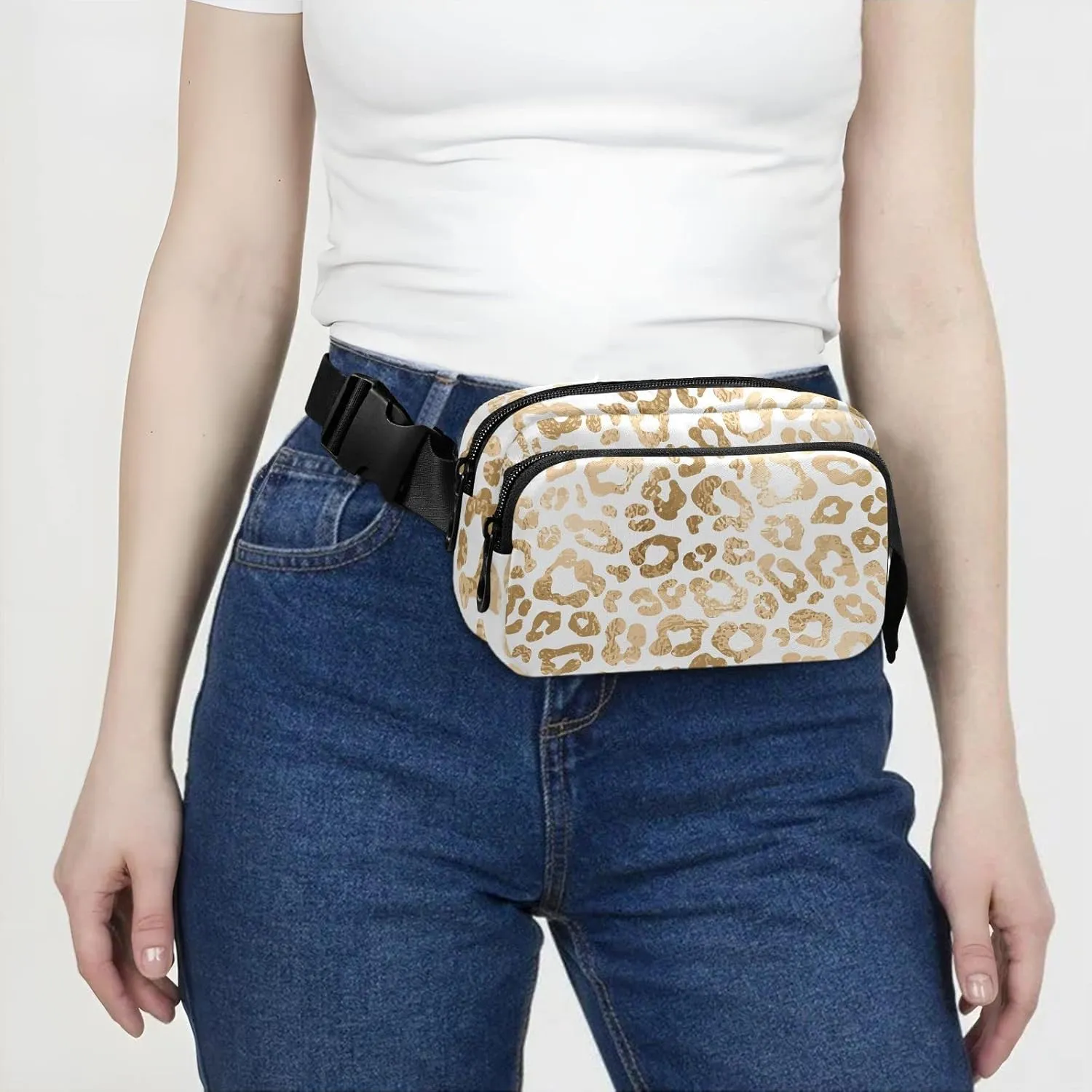 Strawberries Fanny Packs for Women Men Crossbody Bag Fashion Waist Packs Waterproof Sling Bag Belt Bag Waist Pouch with Adjustable Strap for Travel Hiking Running Cycling Bum Bag Shoulder, Golden
