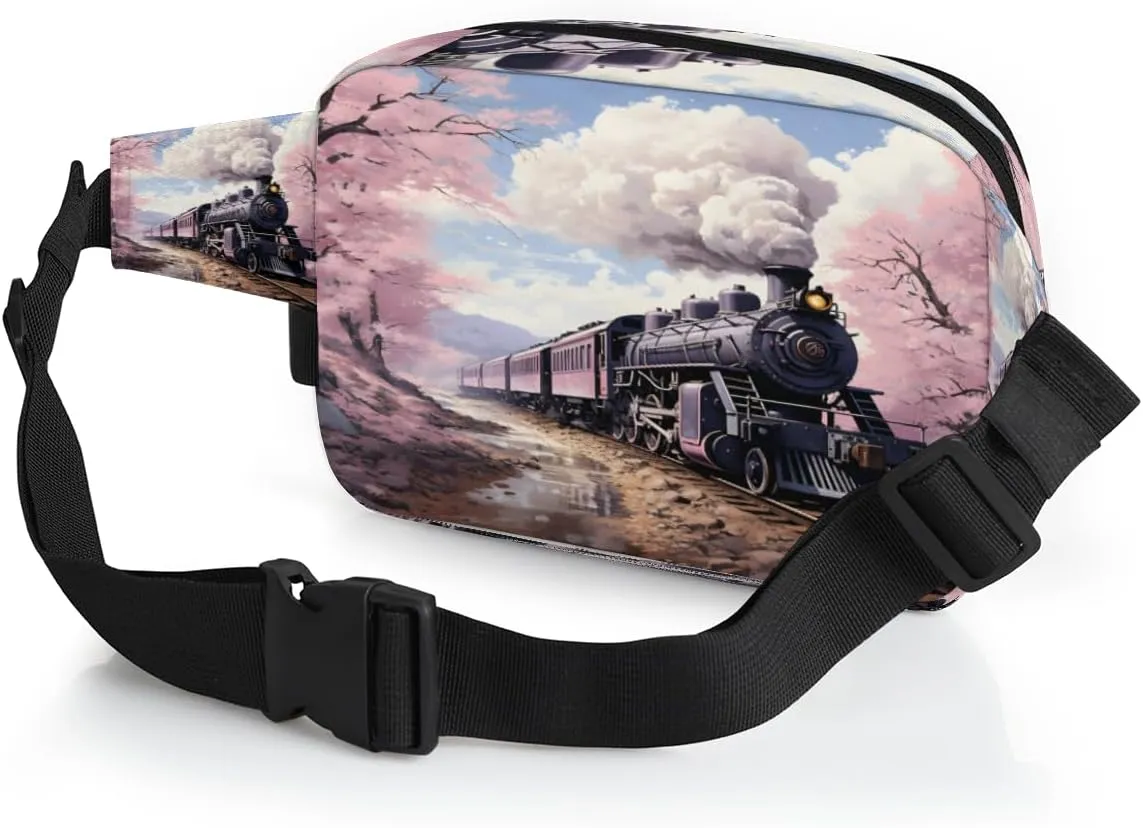 Style Train Fanny Pack for Men Women Crossbody Waist Bag Sport Belt Bag with Multi Pockets for Travel Hiking Jogging Running