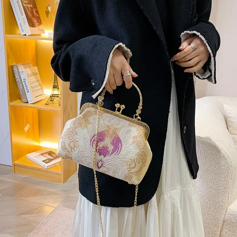 Stylish Hand Clutch Bag with Flower Embroidery
