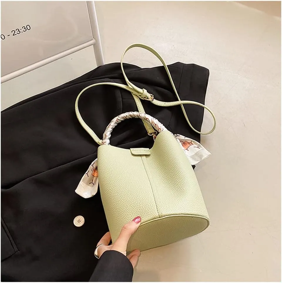 Stylish Soft Leather Crossbody Bucket Bag for Women - Versatile Handbag with Clutch and Top Handle
