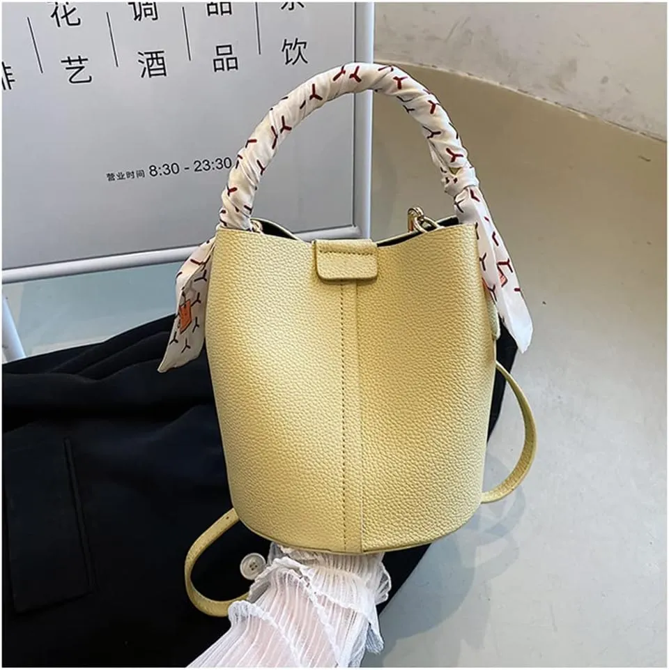 Stylish Soft Leather Crossbody Bucket Bag for Women - Versatile Handbag with Clutch and Top Handle