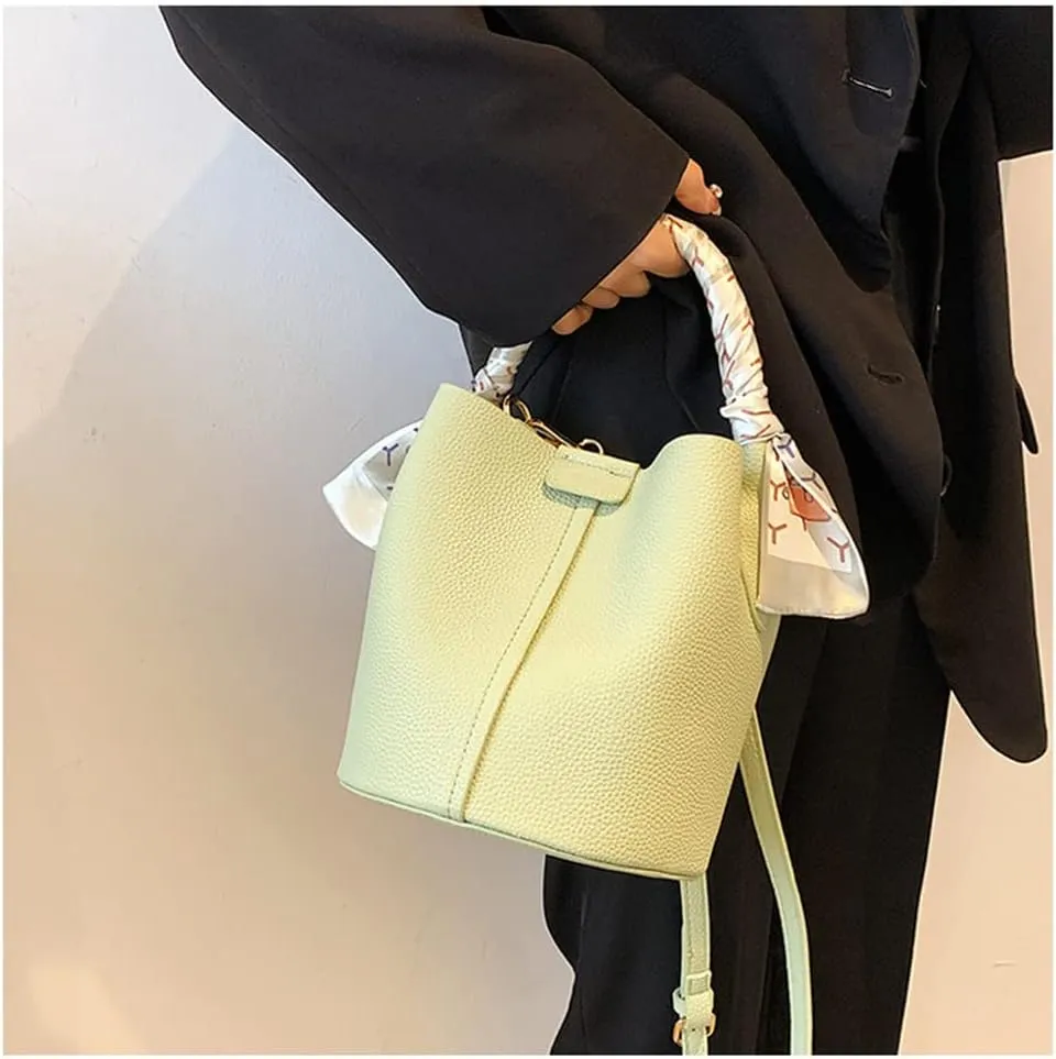 Stylish Soft Leather Crossbody Bucket Bag for Women - Versatile Handbag with Clutch and Top Handle