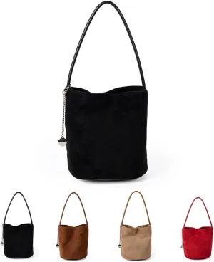 Suede Bucket Bag for Women Crossbody Handbags Tote Slouchy Purses Shoulder Handbag Mini Top-handle Tote Handbag