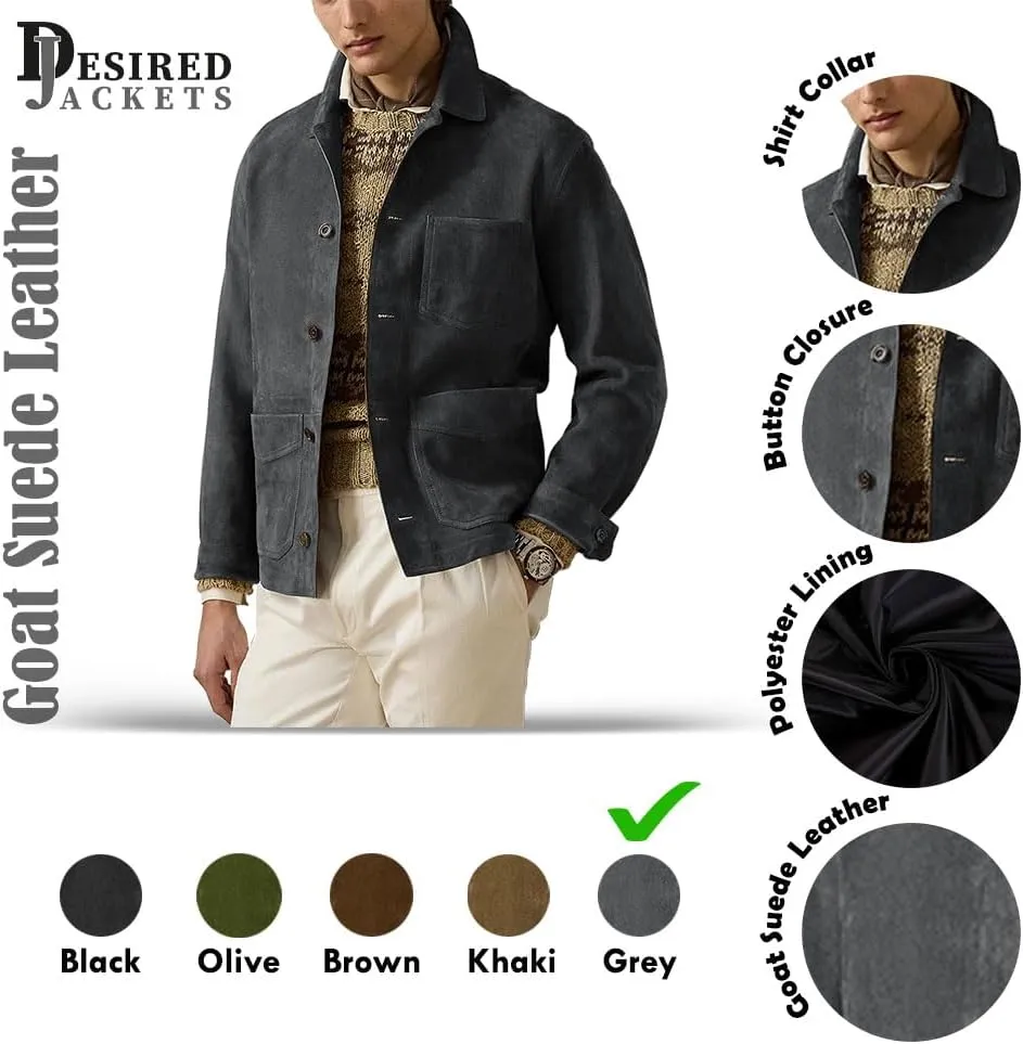 Suede Leather Jacket Men – Real Lambskin Suede Casual Leather Jackets For Men - Mens Suede Jacket