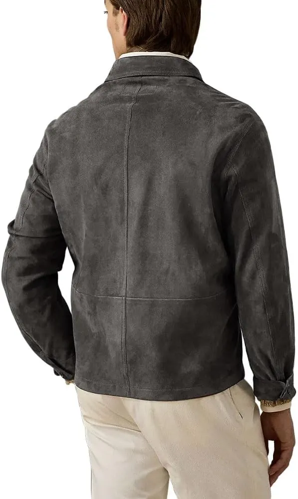 Suede Leather Jacket Men – Real Lambskin Suede Casual Leather Jackets For Men - Mens Suede Jacket