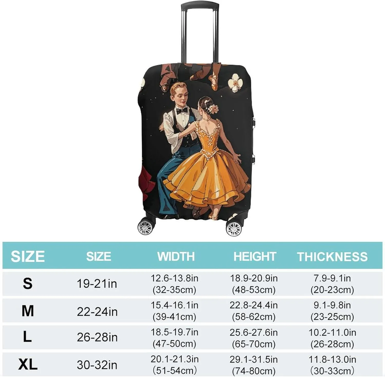 Suitcase Covers for Luggage Ballroom Dance Small Pattern Fashion Luggage Cover Washable Protector Waterproof Suitcase Cover Anti-scratch Travel Suitcases Covers Case for 19-32 Inch Luggages S