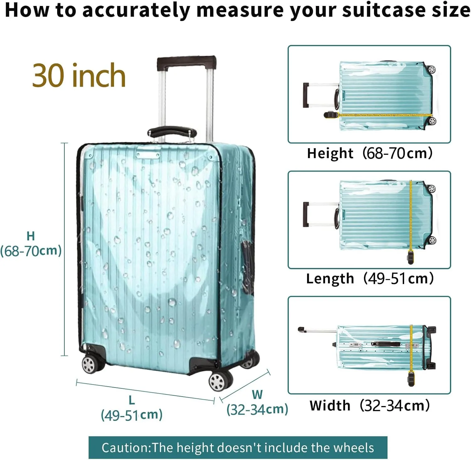 Suitcase Covers for Luggage – Clear PVC Suitcase Cover Protectors, Full-Thicken Transparent Waterproof Sleeve with Large Velcro for 30"-31" Wheeled Suitcases