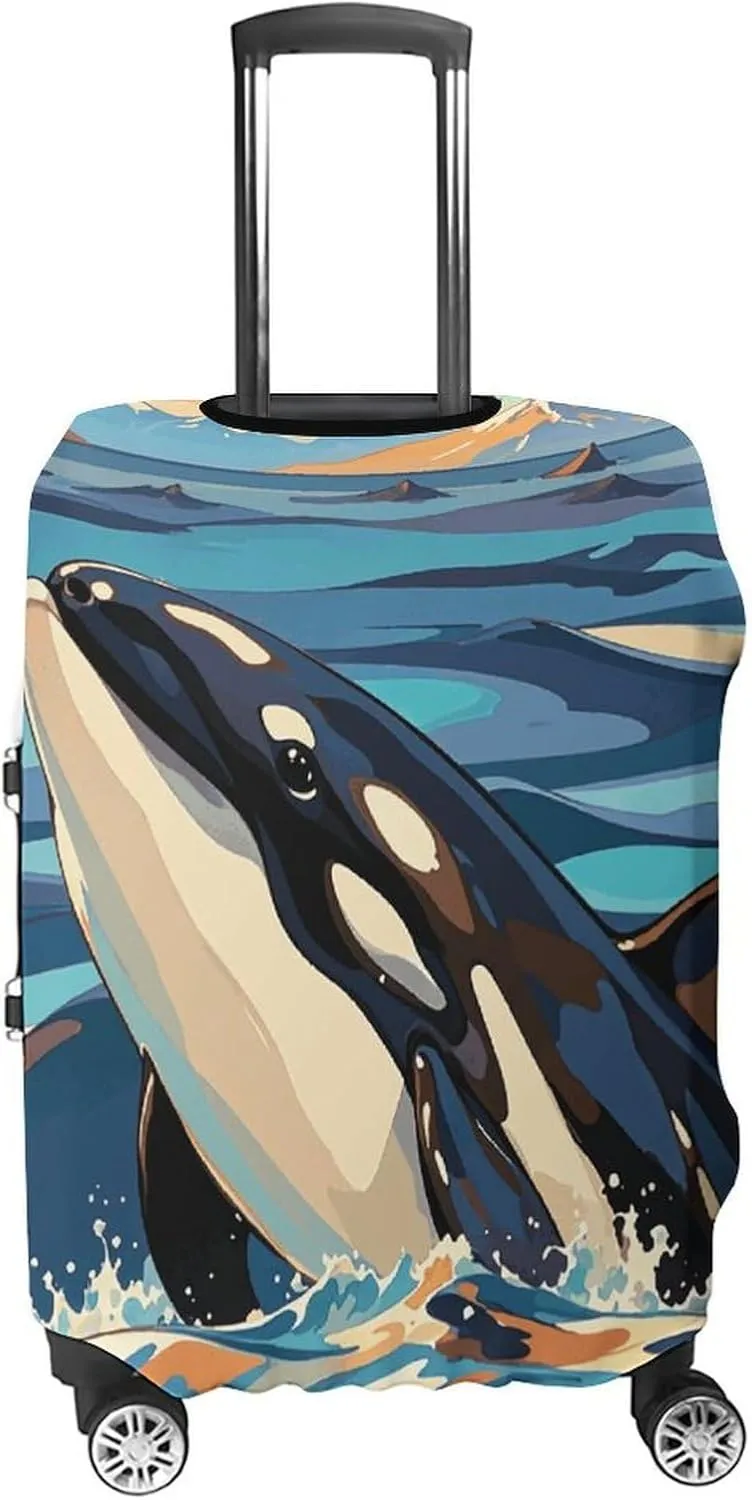 Suitcase Covers for Luggage Orca Killer Whale Print Fashion Luggage Cover Washable Protector Waterproof Suitcase Cover Anti-scratch Travel Suitcases Covers Case for 19-32 Inch Luggages S
