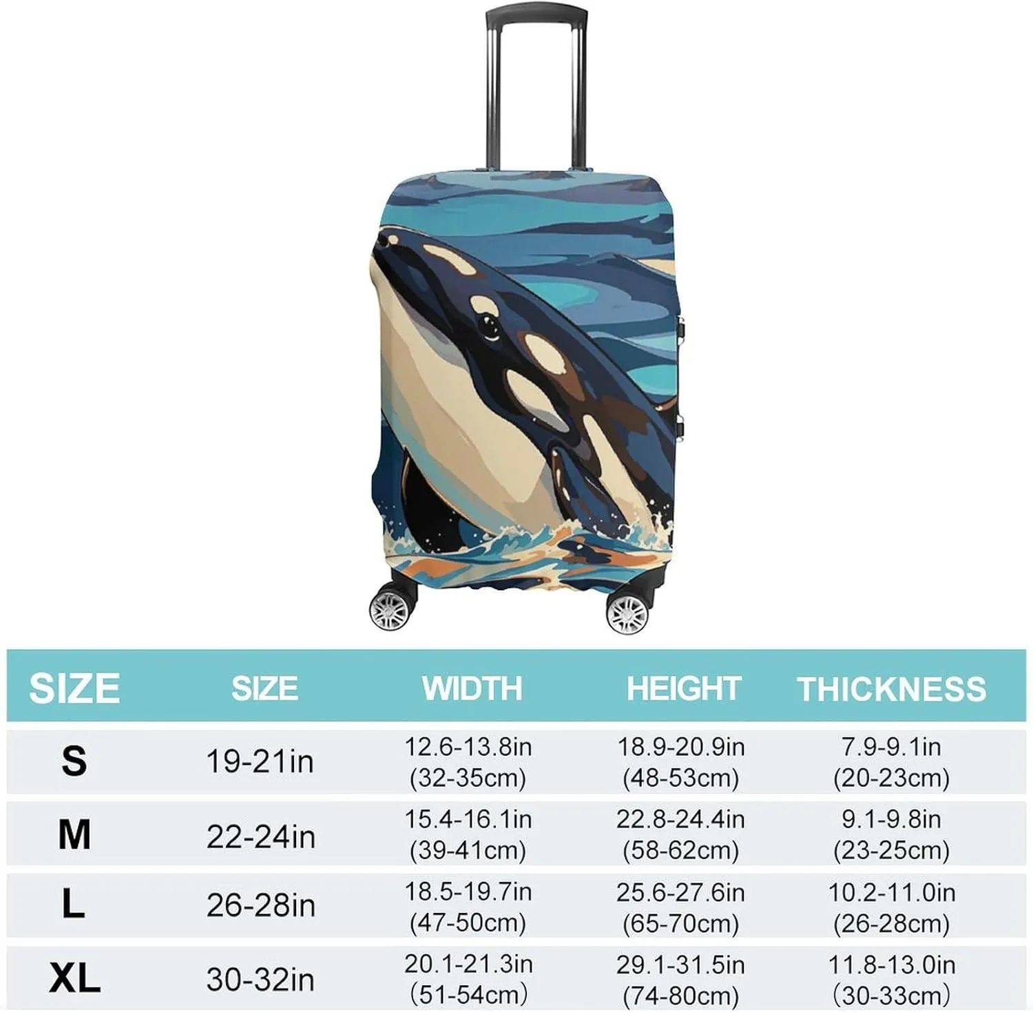 Suitcase Covers for Luggage Orca Killer Whale Print Fashion Luggage Cover Washable Protector Waterproof Suitcase Cover Anti-scratch Travel Suitcases Covers Case for 19-32 Inch Luggages S