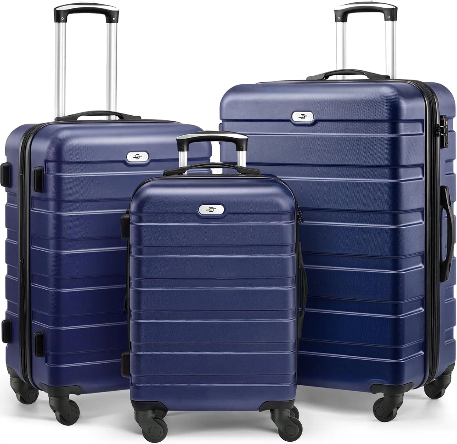 Suitour Luggage 3 Piece Sets Hard Shell Luggage Set Spinner Wheels, TSA Lock, 20 24 28 inch Travel Suitcase Sets, Dark Blue