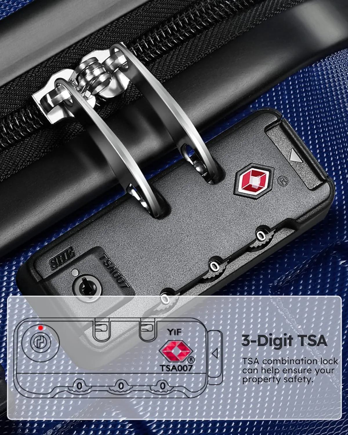 Suitour Luggage 3 Piece Sets Hard Shell Luggage Set Spinner Wheels, TSA Lock, 20 24 28 inch Travel Suitcase Sets, Dark Blue