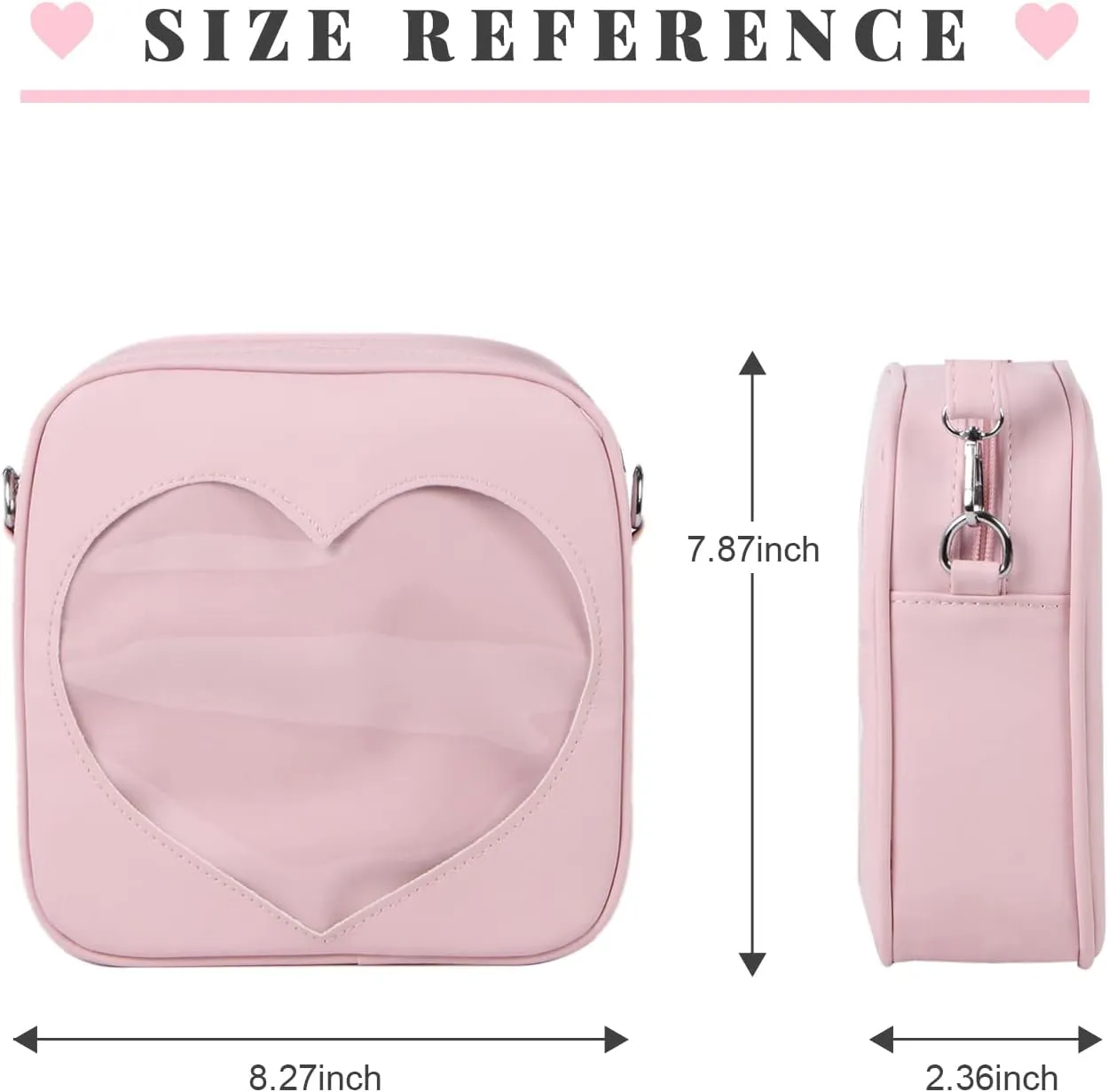 SUKUTU Ita Bag Women's Clear Heart Crossbody Bag Lightweight Kawaii JK Uniform Display Bag